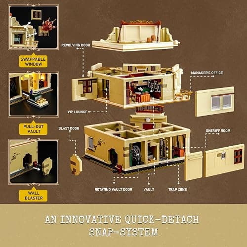 Lumibricks Western Bank Heist Lighting Building-Bricks Set - Wild West Outlaw Gold Heist 2875 Pcs Collection Display Set for West Lovers thumbnail 3