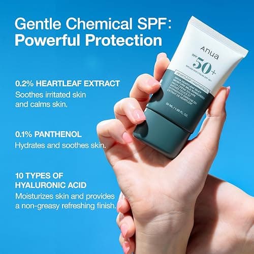 Anua Heartleaf Silky Moisture Mild Sunscreen, Broad Spectrum SPF 50+ with Moisturizing Formula, Lightweight Korean Sunscreen, Natural finish, Vegan, korean skin care 50ml / 1.69 fl. oz. thumbnail 3