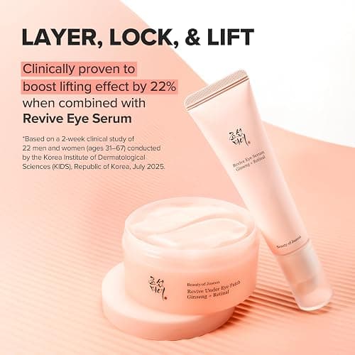 Beauty of Joseon Revive Under Eye Patch with Retinal and Ginseng, for Puffy Eyes, Fine Lines and Wrinkles, Collagen, Peptide, Adenosine and Bakuchiol, for All Skin Types, 60 Sheets, 30 Pairs thumbnail 3