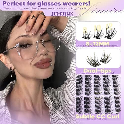JIMIRE 8-12MM Lash Clusters Natural Look Wispy Cluster Eyelash Extensions C Curly Short Eyelash Clusters 120Pcs Soft DIY Individual Cluster Lashes Natural Lash Extensions at Home thumbnail 3