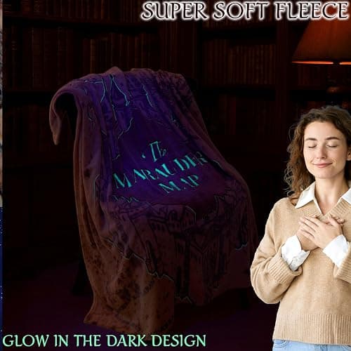 Harry Potter Glow in The Dark Blanket 51x59” for Kids Teens Adults, Soft Fleece Throw Blanket for Sofa, Bed, Cozy Warm Lightweight Gifts for Kids thumbnail 5