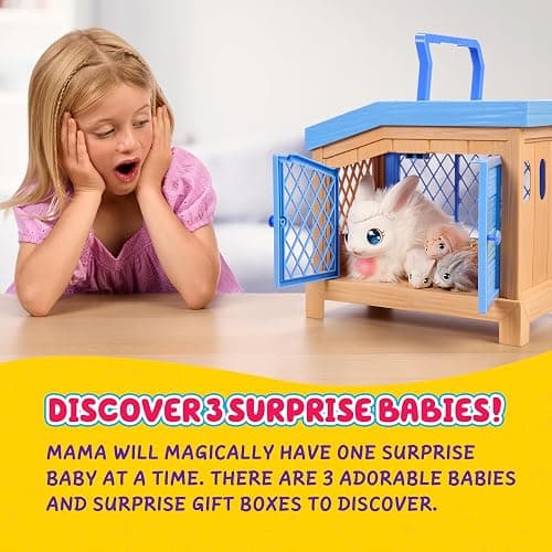 Little Live Pets Bunny Mama Surprise Toy Set, Hutch Interactive Animal Playset with 3 Surprise Babies, 20+ Sounds, Bunny Accessories for Girls Ages 3+ thumbnail 5