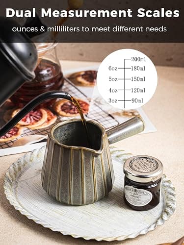 YHOJOY Espresso Cups Ceramic, 200ML Espresso Measuring Cup with Spout, Expresso Shots Cups with Handle, Espresso Accessories, Dark Green thumbnail 5