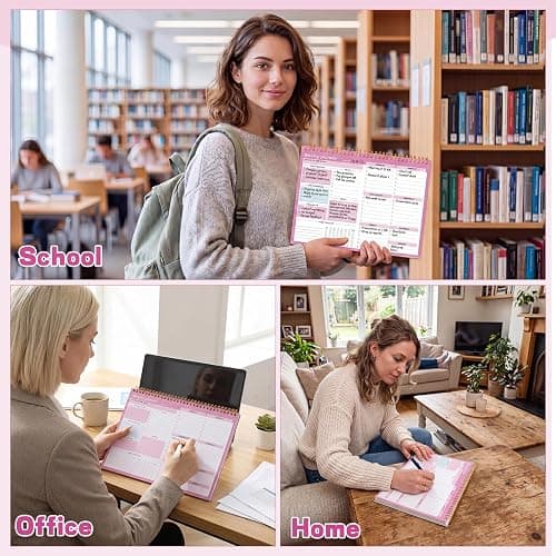 Weekly To Do List Notepad, 8.5''x11'' Weekly Desk Planner with 52 Tear Off Sheets Undated Weekly Planner, Office Accessories, College School Supplies & Essentials for Home & Work Productivity, Pink thumbnail 7