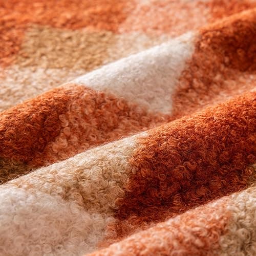 AQOTHES Plaid Fall Throw Pillow Covers Orange 18x18 Inch Set of 2 | Boucle Decorative Pillow Covers, Autumn Cozy Fluffy Home Farmhouse Decor, for Living Room Sofa Couch Bed, Holiday Decorations thumbnail 7