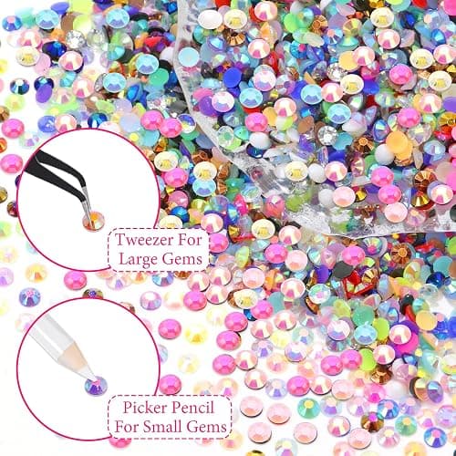 RODAKY Resin Rhinestone for Bedazzling Colorful Flatback Crystals AB Color 3mm Gems Kit with 2PCS 10ml B7000 Glue Tweezer Diamond Making Kit for DIY Craft Clothing Shoes Nail Decor thumbnail 6