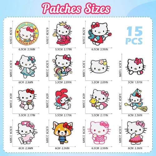 15PCS Cute Cartoon Cat Iron On Patches, Sew on/Iron on Applique Embroidered Patches for Hats, Backpacks,Shirt,Shoes thumbnail 3