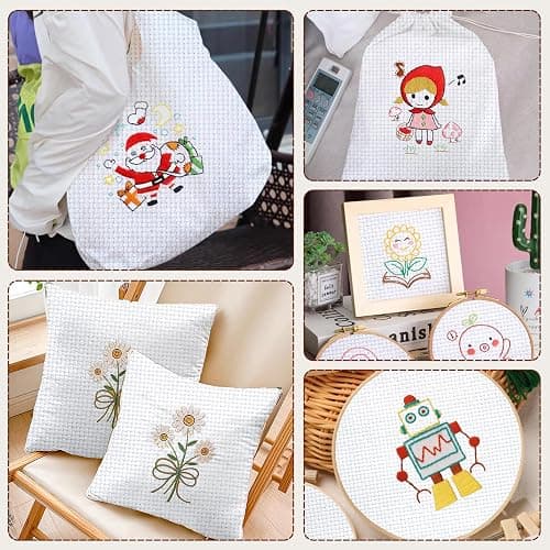 10 PCS White Aida Cloth 14 Count Cross Stitch Fabric (7×7 Inch) | Pre-Cut Squares Fabric for Craft Embroidery, Handmade Needlework, DIY Handicrafts thumbnail 6