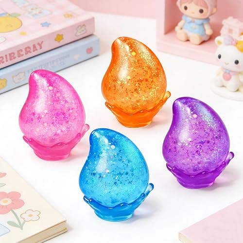 2 Pcs Stress Ball Fidget Toy, Soft Water Drop Stress Relief Gift for Kids Adults, Malt Sugar Squeeze Sensory Balls Stress Toys for Relief Anxiety Birthday Party Favors (Orange & Purple) thumbnail 6