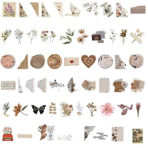 120 Pcs Autocollant Scrapbooking, Stickers Kindle, Stickers Aesthetic | Stickers Aesthetic, Autocollant Adhésif pour DIY Bullet Journal Bricolage Artisanat Décoration thumbnail 4