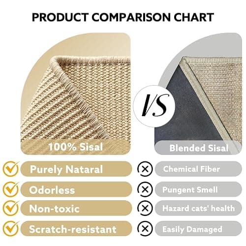 Peoviue Extra-Large Cat Scratcher Bed with Natural Sisal Scratching Pad, Wooden Cat Bed Lounge Hammock for Indoor Cats, Durable Cat Scratching Post Furniture for Large Cats thumbnail 5