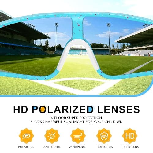 Kegrimi Kids Polarized Sunglasses Youth Baseball Sun Glasses for Boys Girls | Softball Glasses with UV Protection, Gifts for Toddler Boys, Sports Gear Baseball and Cycling Accessories for 3-12 Teen thumbnail 7