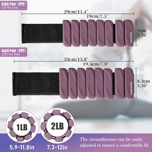 INDEPANDIA Wrist & Ankle Weights for Women and Men, 2lbs/4lbs Pairs Adjustable Silicone Weighted Bangles for Arm & Leg Workouts, Perfect for Pilates, Barre, Yoga, Walking & Home Fitness 24055 thumbnail 7