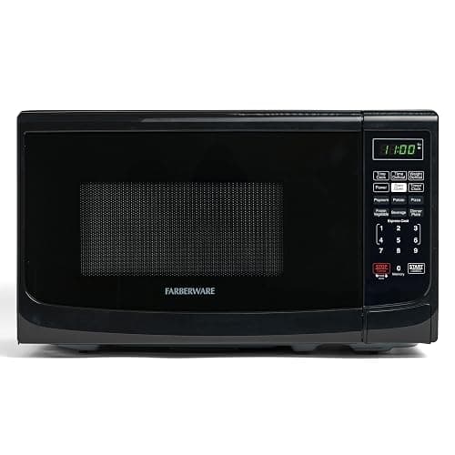 Farberware 0.7 Cu. Ft. Countertop Microwave Oven – 700 Watts Power, Auto Cook Settings, Defrost, Easy Clean and Child Safety Lock - Black - Image 1