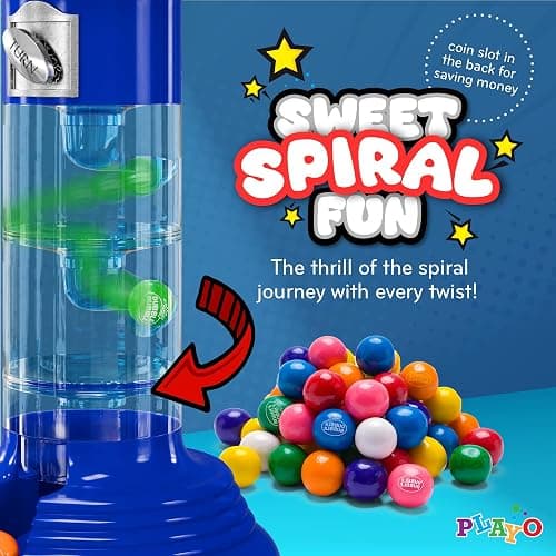 Playo 10.5" Gumball Machine for Kids, Spiral Style Candy Dispenser for Gifts, Parties or Events - Bubblegum Machine w/Gumb Balls Included thumbnail 4