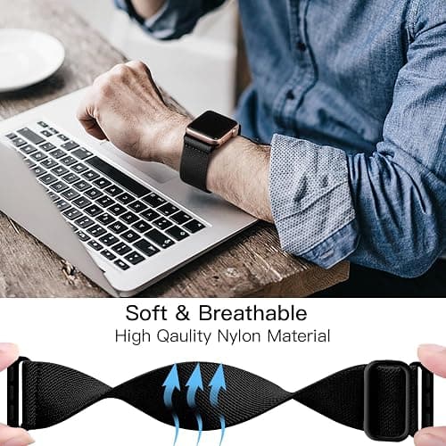 Lerobo Braided Band Compatible with Apple Watch Series 11 10 9 8 7 46mm 45mm 41mm Ultra SE 3 2 1 49mm Series 6 5 4 3 44mm 40mm 38mm 42mm Men iWatch Bands Women Stretchy Nylon Solo Loop Sport Strap thumbnail 4