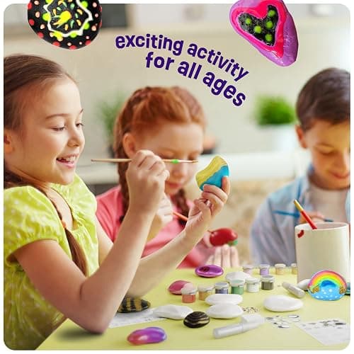 Dan&Darci Kids Rock Painting Kit - Glow in The Dark - Christmas Gifts Arts & Crafts for Boys and Girls Ages 6-12 - Craft Activities Kits - Creative Art Toys for 6, 7, 8, 9, 10, 11 & 12 Year Old Kid thumbnail 5