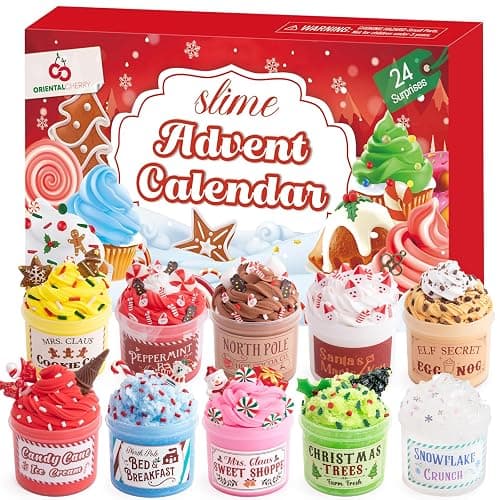 Advent Calendar 2025-24 Days of Slime and Charms Kit - Christmas Countdown Calendars Gifts for Girls Boys Kids Teens Toddlers - Image 1