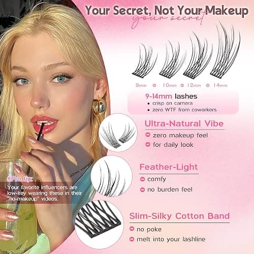 Goddvenus Lash Clusters Kit 9-14mm Wispy Eyelash Clusters Lashes Natural DIY Lash Extension Kit Short Cluster Eyelash Extensions Kit 300pcs C Curl Individual Lashes Cluster Eyelash (With Tweezers) thumbnail 2