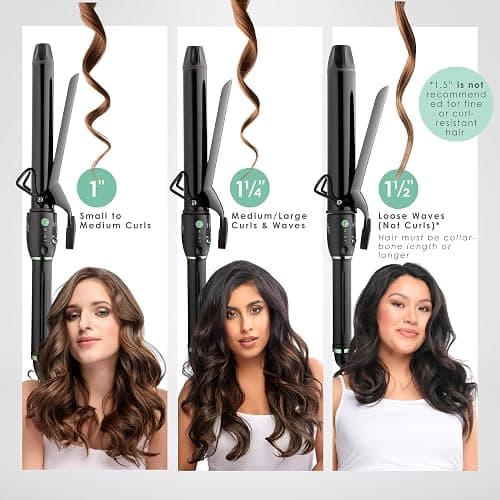 MINT Professional Extra Long Hair Curling Iron 1 1/4 inch | 2-Heater Ceramic Barrel That Stays Hot | 1.25 Inch Hair Iron Curler for Medium to Large Curls | Travel-Ready International Dual Voltage thumbnail 6