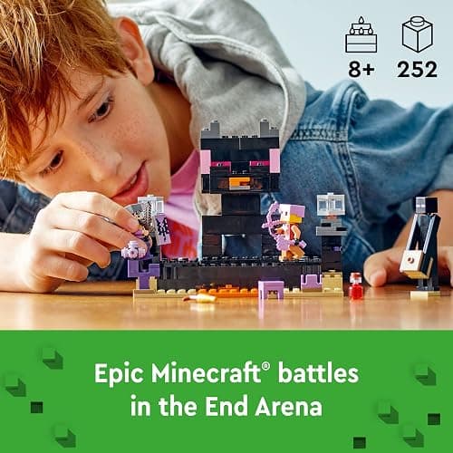 LEGO Minecraft The End Arena 21242, Player-vs-Player Battle Playset with Lava, Ender Dragon and Enderman Figures, Action Toys for Kids 8 Plus Years Old thumbnail 2