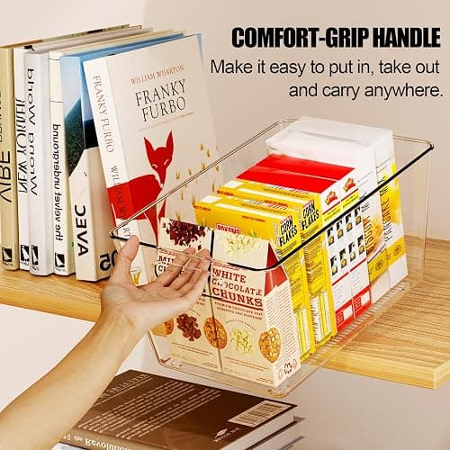 Joymeezo 8 Pack Large Clear Plastic Storage Bins, Refrigerator Cabinet Organizers with Handles for Pantry Organization and storage, Perfect for Home Organization, Kitchen, Laundry, Office& Garage thumbnail 6