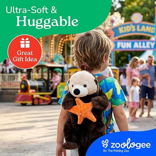 The Petting Zoo Sea Otter Plush Backpack Stuffed Animal, Kids Gifts, 20 in | Sea Otter bookbag Sealife Animals by Zoologee. Great Back to School Plush Gifts for Kids thumbnail 6