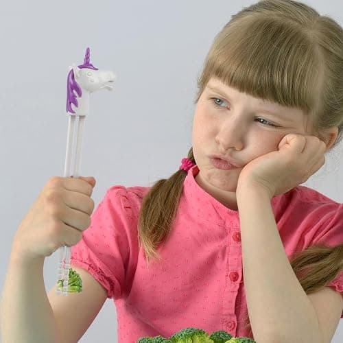 Genuine Fred MUNCHTIME Unicorn Chopsticks for Kids, Purple and White, Reusable Beginner Chopsticks with Animated Interactive Design, Fun Gift and Picky Eater Solution thumbnail 5