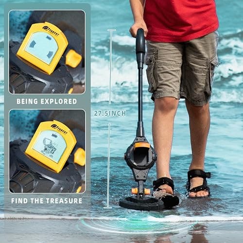 PANCKY Metal Detector for Kids, IP68 Waterproof 3-10 Year Kids Metal Detector Kit with LCD Display, Automatic Sensitivity Adjustment, 6.6" Search Coil, 1.65lb Lightweight, Gift for Boys & Girls, Black thumbnail 3