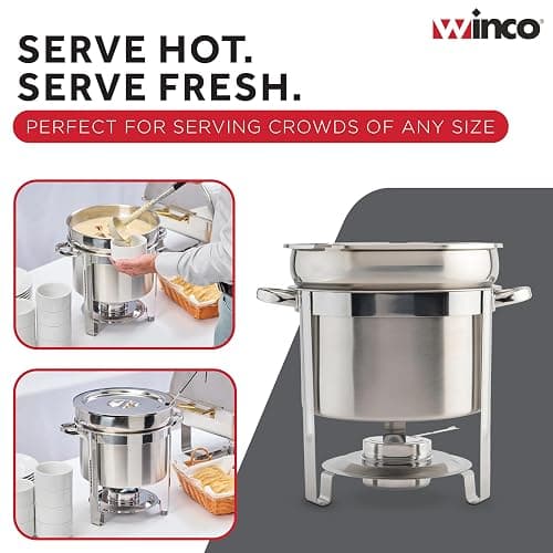 Winco 211 Stainless Steel Marmite Soup Chafer 11qt Round W/ Cover & Fram thumbnail 7
