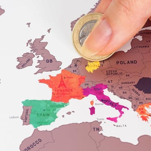 Envami Scratch Off World Map - Premium Rose Gold - Gift for Travellers - Made in Germany - 43cm x 68cm with 250 Flags of The World and U.S. States - Ideal Travel Tracker thumbnail 3