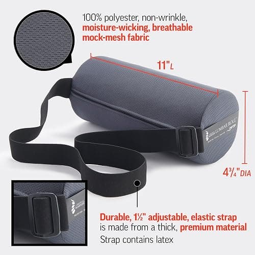 OPTP The Original McKenzie Lumbar Roll – USA-Made Low Back Lumbar Support for Office Chair & Car Seat Back Support Cushion. The Preferred Lumbar Pillow by Physical Therapists - Firm Density thumbnail 2