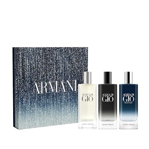 Armani beauty– Acqua di Giò Men's Cologne Trio ($124 Value) – Eau de Toilette, Profundo, & Parfum - 0.5 Fl Oz Each - Image 1