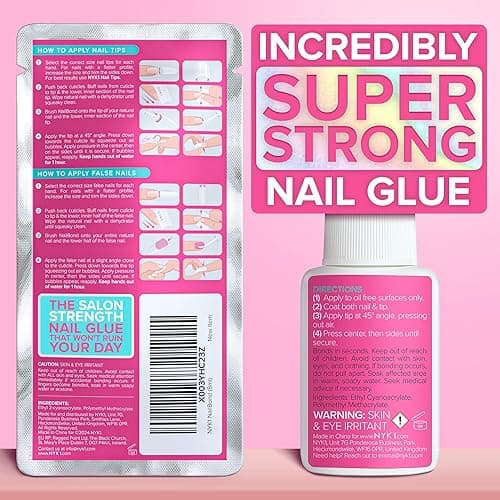 Super Strong Nail Glue for Press On Nails, Nail Tips & Acrylic Nails (8ml) NYK1 NailBond Brush On Glue for Press Ons, Tips & Acrylics - Long Lasting, Maximum Strength, Mess-Free Application thumbnail 7