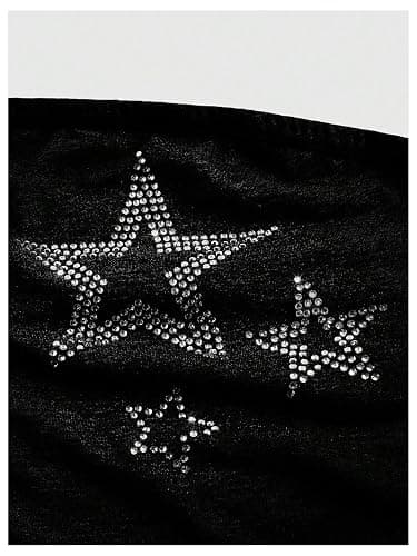 WDIRARA Women's Star Rhinestone Ruched Strapless Crop Tube Top Y2k Graphic Bandeau Tops thumbnail 3
