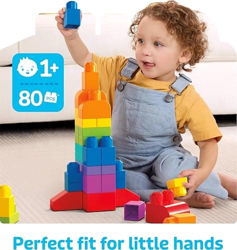 Mega Bloks First Builders Toddler Blocks Toys Set, Big Building Bag with 80 Pieces and Storage, Ages 1+ Years thumbnail 4