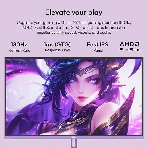 Pixio PX278 Wave Purple 27 inch 180Hz Refresh Rate Quad HD 1440p Resolution Fast IPS Panel 1ms GTG Response Time Built-in Speakers Gaming Monitor with AMD FreeSync thumbnail 2
