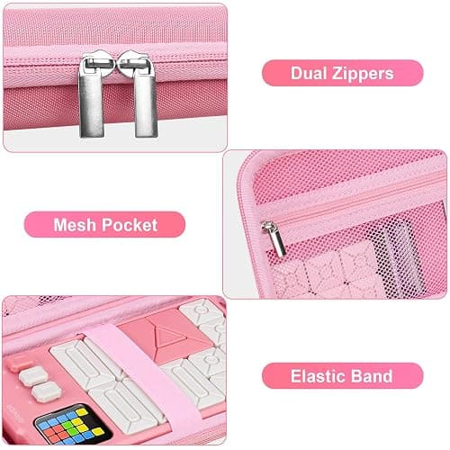 BOVKE Carrying Case Compatible with GiiKER Super Slide Puzzle Games, Super Slide Brain Teaser Puzzle Toys Holder with Space for Puzzle Pieces for Kids, Teens, Travel Games Birthday Gifts, Pink thumbnail 3