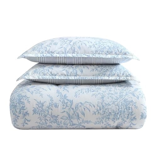 Laura Ashley – Queen Comforter Set, Soft Bedding with Matching Shams, Reversible Floral Room Decor, College Dorm Room Essentials (Bedford Blue) thumbnail 4