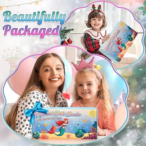 Mermaid Bath Bombs for Kids with Surprise Toys Inside, 8 Pcs Organic Natural Bubble Bath Bombs for Girls,Christmas Birthday Gift for 3 4 5 6 7 8 Year Old Girl,Princess Bath Bomb Kit with Mermaid Toys - Mermaid thumbnail 6