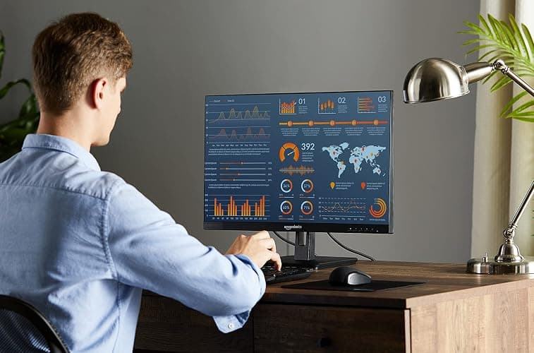 Amazon Basics 24-inch Full HD IPS Monitor, 75 Hz, 1080P, HDMI, Display Port and VGA Input, Adjustable Stand, VESA Compatible, Built-in Speakers for Office and Home, Black thumbnail 6