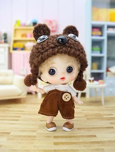 Cute BJD Blind Box,2 Random Poseable Dolls with Handmade Outfits & Crochet Hats,Birthday Gift for Girls,Surprise Mystery Box-Puff Bear Series thumbnail 6