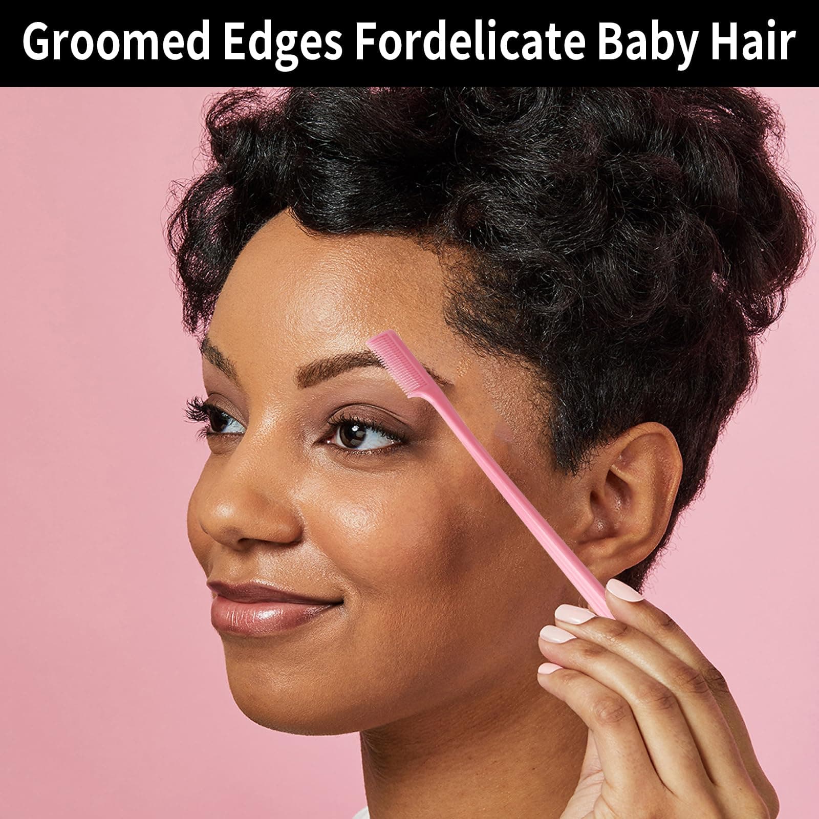 Slick Back Hair Brush, 3 Pcs Comb Set Edge Brush Bristle Hair Brush Rat Tail Comb, Curly Hair Brush, Styling Tools & Appliances, Hair Styling Tools, Parting Comb,Teasing Comb for Women Baby Pink thumbnail 5