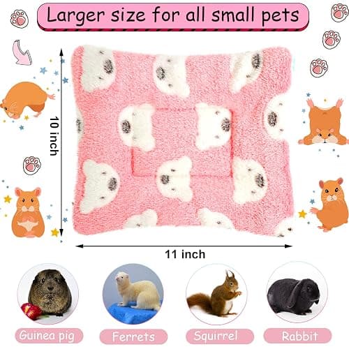 Jetec 3 Pcs Guinea Pig Beds, Fleece Small Animal Mats, Bear, Light Pink | 10 x 11 in Soft Double Sided Fleece Pad for Rabbit, Hamster, Chinchilla, Rat, Warm Hideout, Cozy Small Animal Cage Bed thumbnail 2