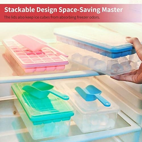 Food-grade Silicone Ice Cube Tray with Lid and Storage Bin for Freezer, Easy-Release 2 * 36 Small Nugget Ice Trays 1 ice Bucket & Scoop, Flexible Ice Cube Molds with Ice Container thumbnail 6