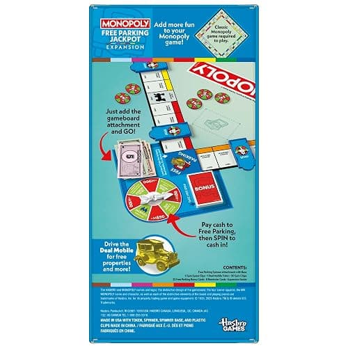 Monopoly Free Parking Jackpot Expansion | Add More Fun to Classic Monopoly Game and Play Faster | Ages 8+ | 2-6 Players | 40 Mins. | Family Board Games | Kids thumbnail 3
