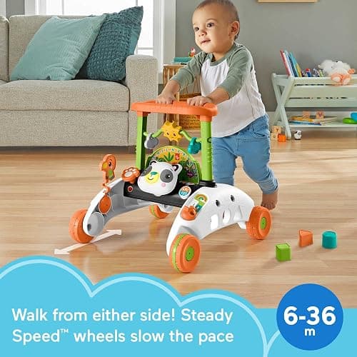 Fisher-Price Baby Push Toy 2-Sided Steady Speed Panda Walker Musical Learning Activity with 3 Blocks for Infants Ages 6+ Months (Amazon Exclusive) thumbnail 3