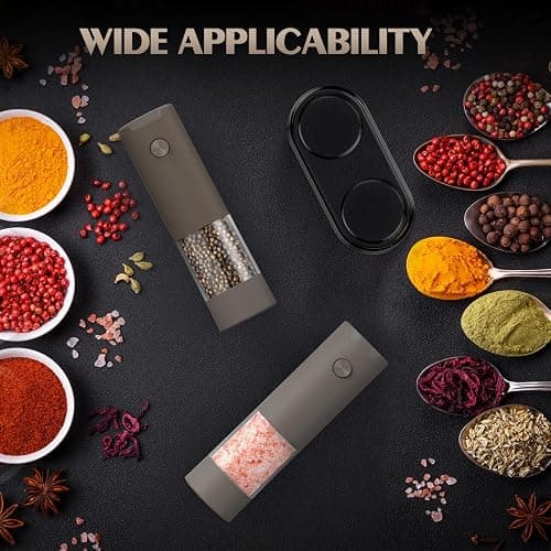 Electric Salt and Pepper Grinder Set Automatic Adjustable Coarseness Pepper Grinder Shakers Set Kitchen Products Anniversary Birthday Ideas Gifts for Men thumbnail 2
