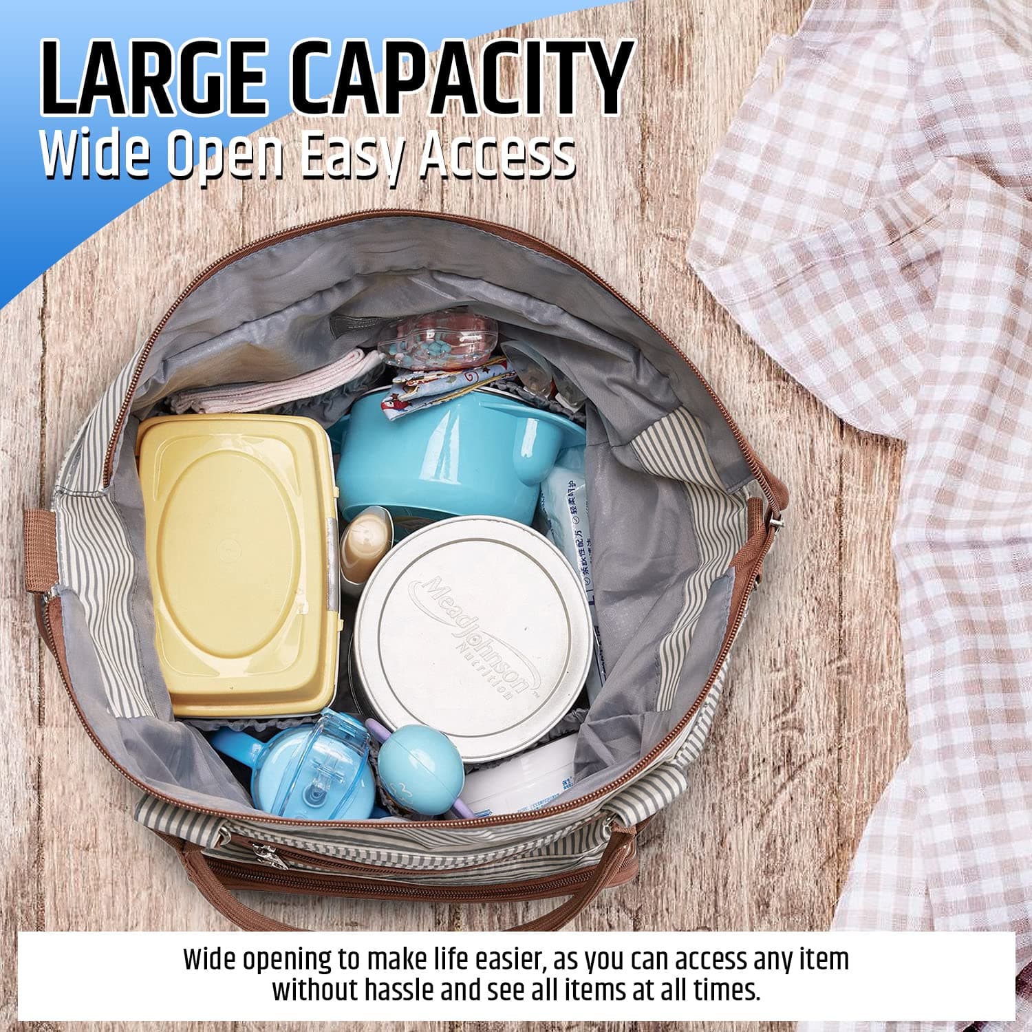 Nappy Bag - Diaper Bag Set - Tote Bag- Comes with BottleBag, SmallBag, Stroller Strap, Clothing Bag, Changing Pad, Coin Purse - Multifunctional Wide Open Style for Easy Access - Water Resistant thumbnail 5
