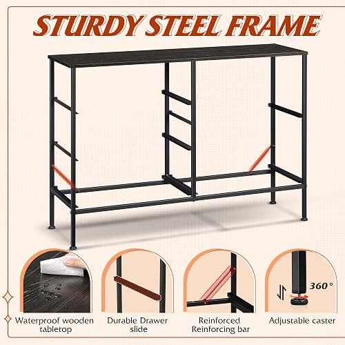 WLIVE 5 Drawer Black Fabric Dresser for Bedroom, Wide Storage Chest | Black 5-drawer wide fabric dresser with steel frame, modern storage for bedroom living room home closet thumbnail 8